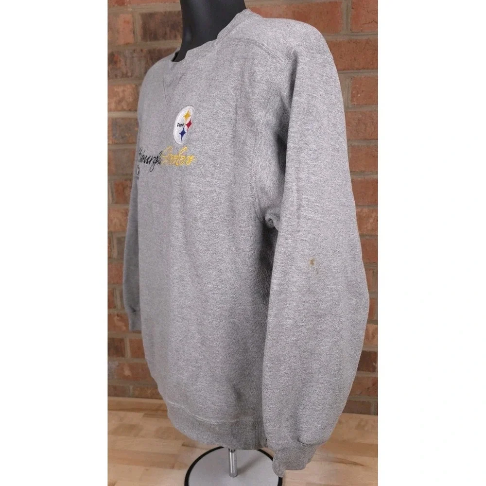 Reebok Pro Line Pittsburgh Steelers Mens M Crewneck Sweatshirt Gray Vintage 90s
